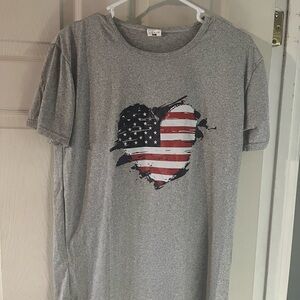 Gray T-Shirt with American Flag Heart